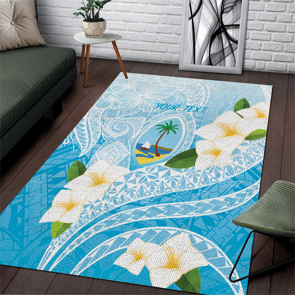 Guam Chamorro Guasali Flowers Area Rug Aqua Gradient LT7