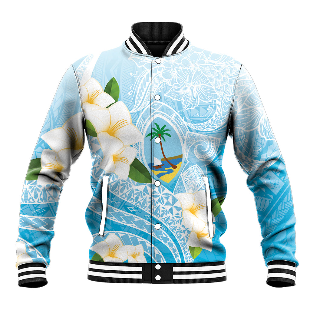 Guam Chamorro Guasali Flowers Baseball Jacket Aqua Gradient