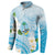 Guam Chamorro Guasali Flowers Button Sweatshirt Aqua Gradient