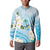 Guam Chamorro Guasali Flowers Button Sweatshirt Aqua Gradient