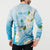 Guam Chamorro Guasali Flowers Button Sweatshirt Aqua Gradient