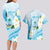 Guam Chamorro Guasali Flowers Couples Matching Long Sleeve Bodycon Dress and Hawaiian Shirt Aqua Gradient