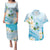 Guam Chamorro Guasali Flowers Couples Matching Puletasi and Hawaiian Shirt Aqua Gradient