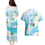 Guam Chamorro Guasali Flowers Couples Matching Puletasi and Hawaiian Shirt Aqua Gradient