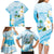 Guam Chamorro Guasali Flowers Family Matching Long Sleeve Bodycon Dress and Hawaiian Shirt Aqua Gradient