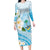 Guam Chamorro Guasali Flowers Family Matching Long Sleeve Bodycon Dress and Hawaiian Shirt Aqua Gradient