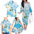 Guam Chamorro Guasali Flowers Family Matching Off The Shoulder Long Sleeve Dress and Hawaiian Shirt Aqua Gradient