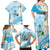 Guam Chamorro Guasali Flowers Family Matching Off Shoulder Maxi Dress and Hawaiian Shirt Aqua Gradient