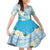 Guam Chamorro Guasali Flowers Family Matching Off Shoulder Short Dress and Hawaiian Shirt Aqua Gradient