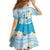 Guam Chamorro Guasali Flowers Family Matching Off Shoulder Short Dress and Hawaiian Shirt Aqua Gradient