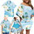 Guam Chamorro Guasali Flowers Family Matching Off Shoulder Short Dress and Hawaiian Shirt Aqua Gradient