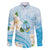 Guam Chamorro Guasali Flowers Family Matching Puletasi and Hawaiian Shirt Aqua Gradient