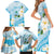 Guam Chamorro Guasali Flowers Family Matching Short Sleeve Bodycon Dress and Hawaiian Shirt Aqua Gradient