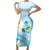 Guam Chamorro Guasali Flowers Family Matching Short Sleeve Bodycon Dress and Hawaiian Shirt Aqua Gradient