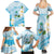 Guam Chamorro Guasali Flowers Family Matching Summer Maxi Dress and Hawaiian Shirt Aqua Gradient