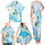 Guam Chamorro Guasali Flowers Family Matching Tank Maxi Dress and Hawaiian Shirt Aqua Gradient