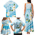 Guam Chamorro Guasali Flowers Family Matching Tank Maxi Dress and Hawaiian Shirt Aqua Gradient