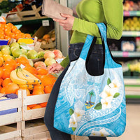 Guam Chamorro Guasali Flowers Grocery Bag Aqua Gradient LT7 - Polynesian Pride