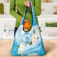 Guam Chamorro Guasali Flowers Grocery Bag Aqua Gradient LT7 - Polynesian Pride