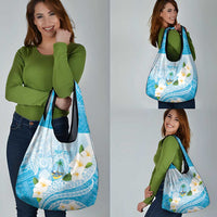 Guam Chamorro Guasali Flowers Grocery Bag Aqua Gradient LT7 - Polynesian Pride