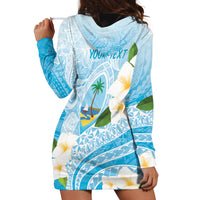 Guam Chamorro Guasali Flowers Hoodie Dress Aqua Gradient