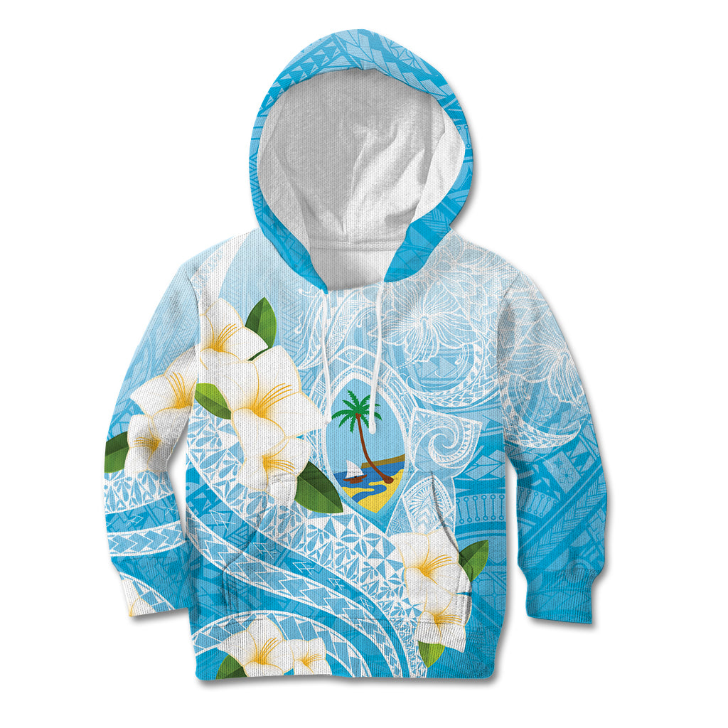 Guam Chamorro Guasali Flowers Kid Hoodie Aqua Gradient