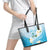 Guam Chamorro Guasali Flowers Leather Tote Bag Aqua Gradient LT7