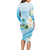 Guam Chamorro Guasali Flowers Long Sleeve Bodycon Dress Aqua Gradient