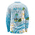 Guam Chamorro Guasali Flowers Long Sleeve Shirt Aqua Gradient