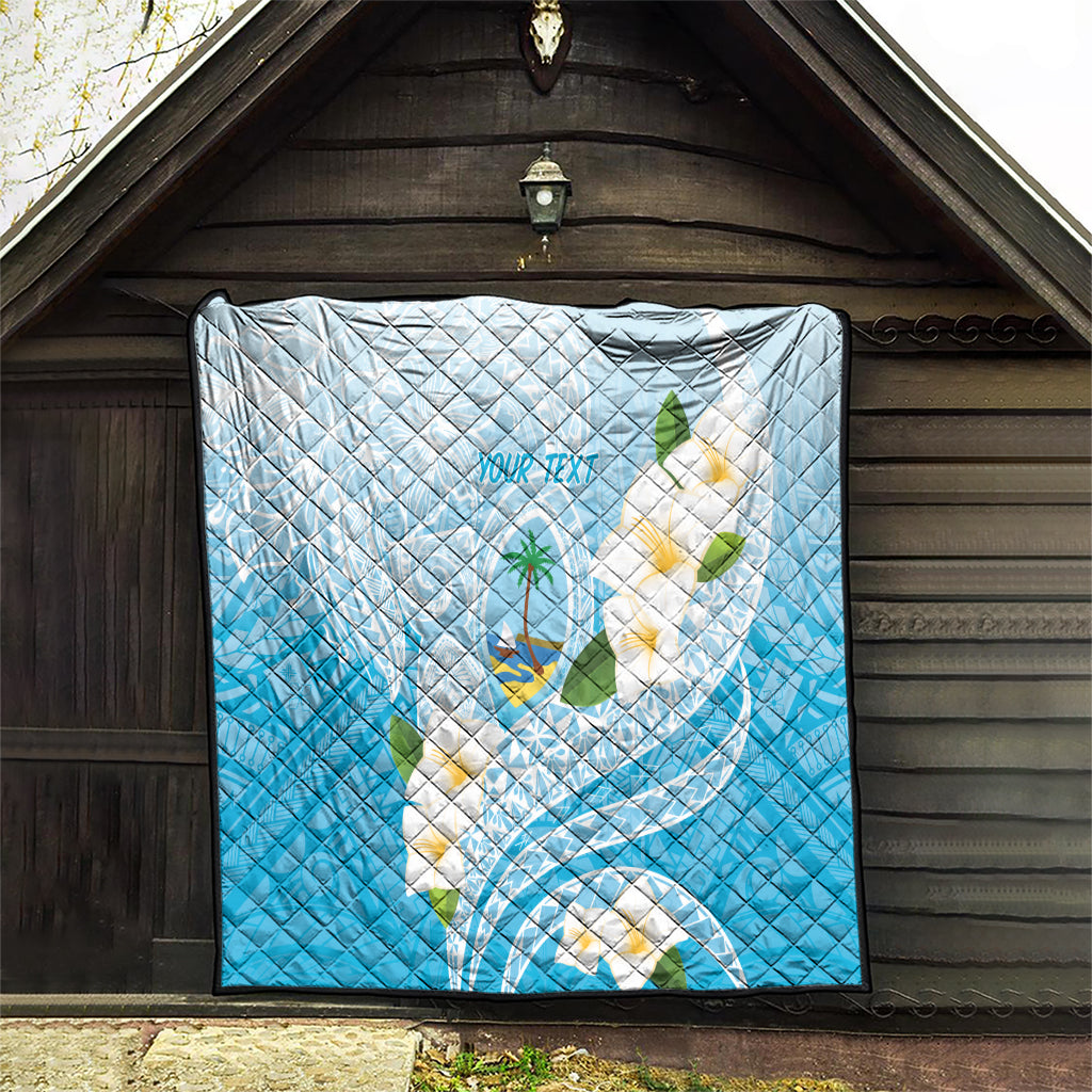 Guam Chamorro Guasali Flowers Quilt Aqua Gradient LT7