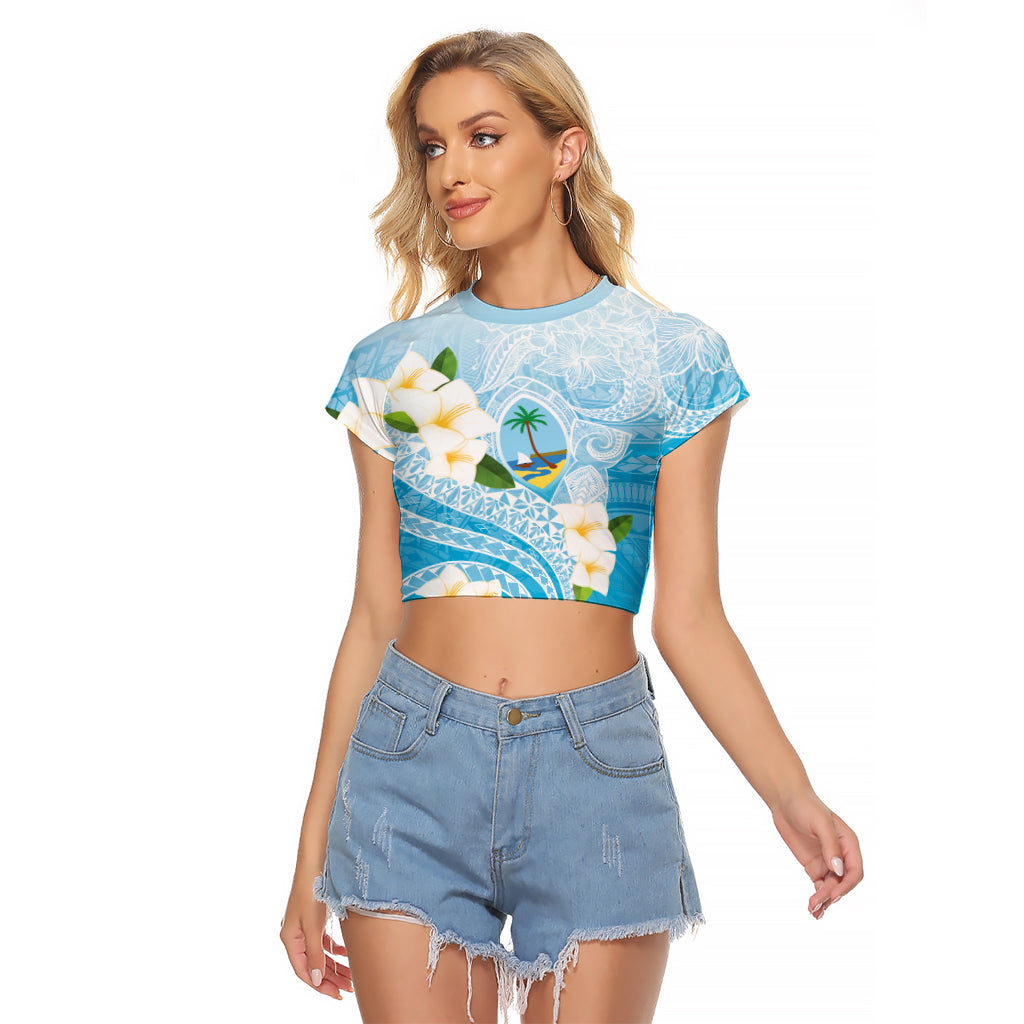 Guam Chamorro Guasali Flowers Raglan Cropped T Shirt Aqua Gradient