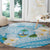 Guam Chamorro Guasali Flowers Round Carpet Aqua Gradient LT7