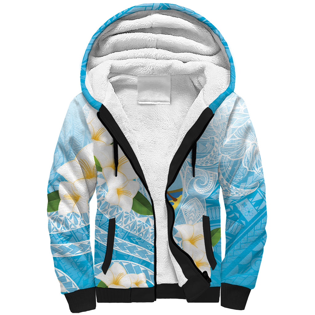 Guam Chamorro Guasali Flowers Sherpa Hoodie Aqua Gradient