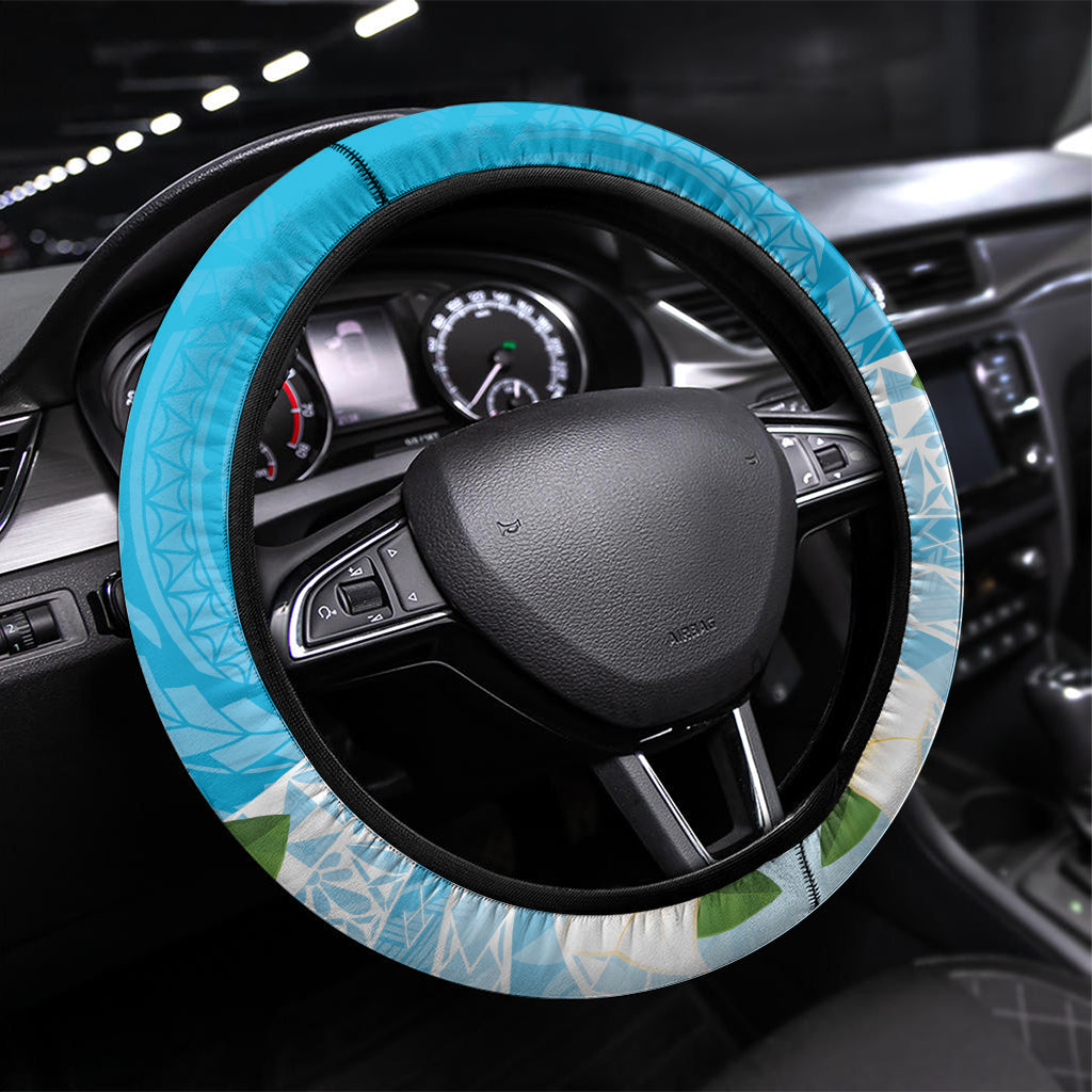 Guam Chamorro Guasali Flowers Steering Wheel Cover Aqua Gradient LT7