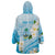 Guam Chamorro Guasali Flowers Wearable Blanket Hoodie Aqua Gradient