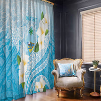 Guam Chamorro Guasali Flowers Window Curtain Aqua Gradient LT7