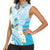 Guam Chamorro Guasali Flowers Women Sleeveless Polo Shirt Aqua Gradient