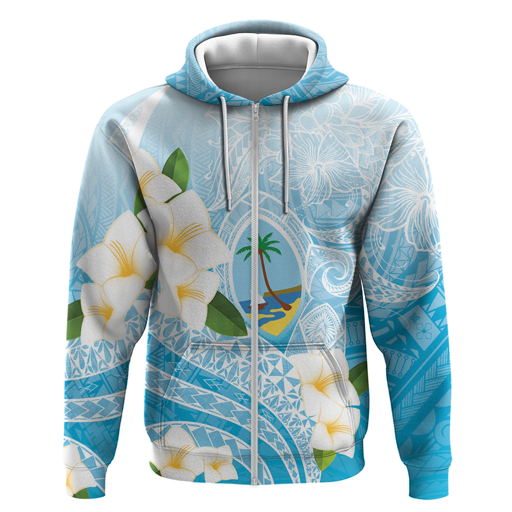 Guam Chamorro Guasali Flowers Zip Hoodie Aqua Gradient