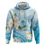 Guam Chamorro Guasali Flowers Zip Hoodie Aqua Gradient