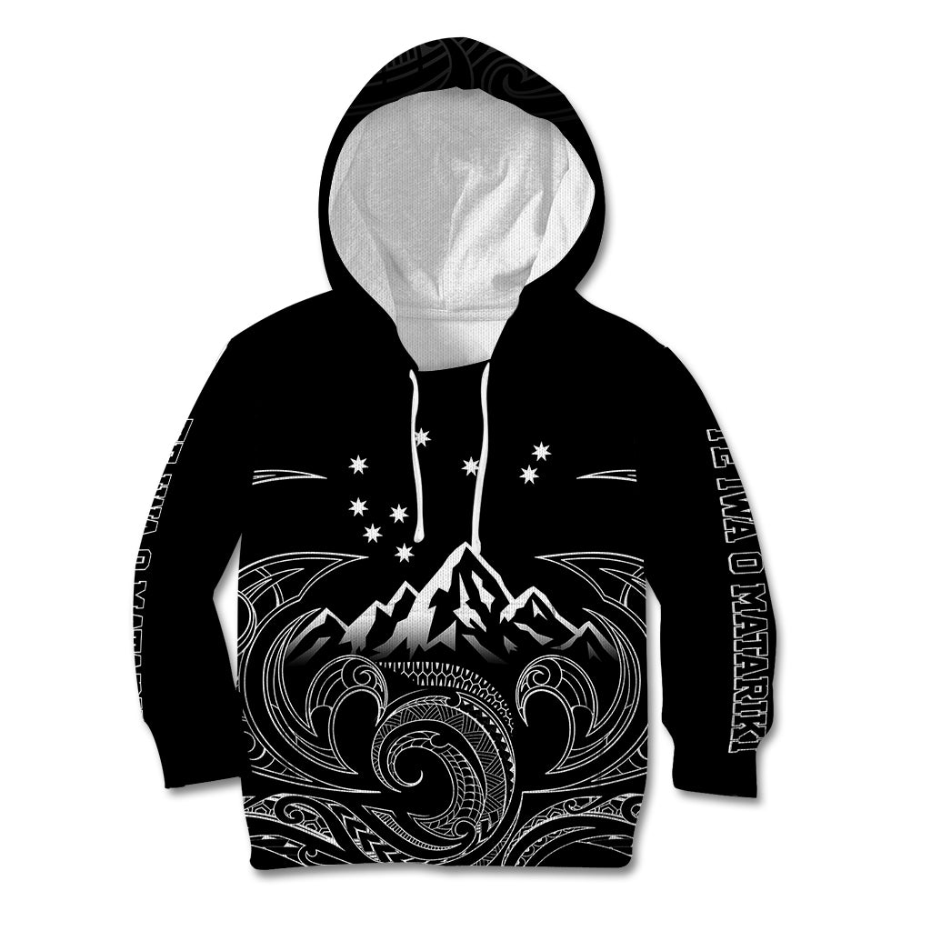 New Zealand Kid Hoodie Maori Te Iwa o Matariki LT7 Hoodie Black - Polynesian Pride