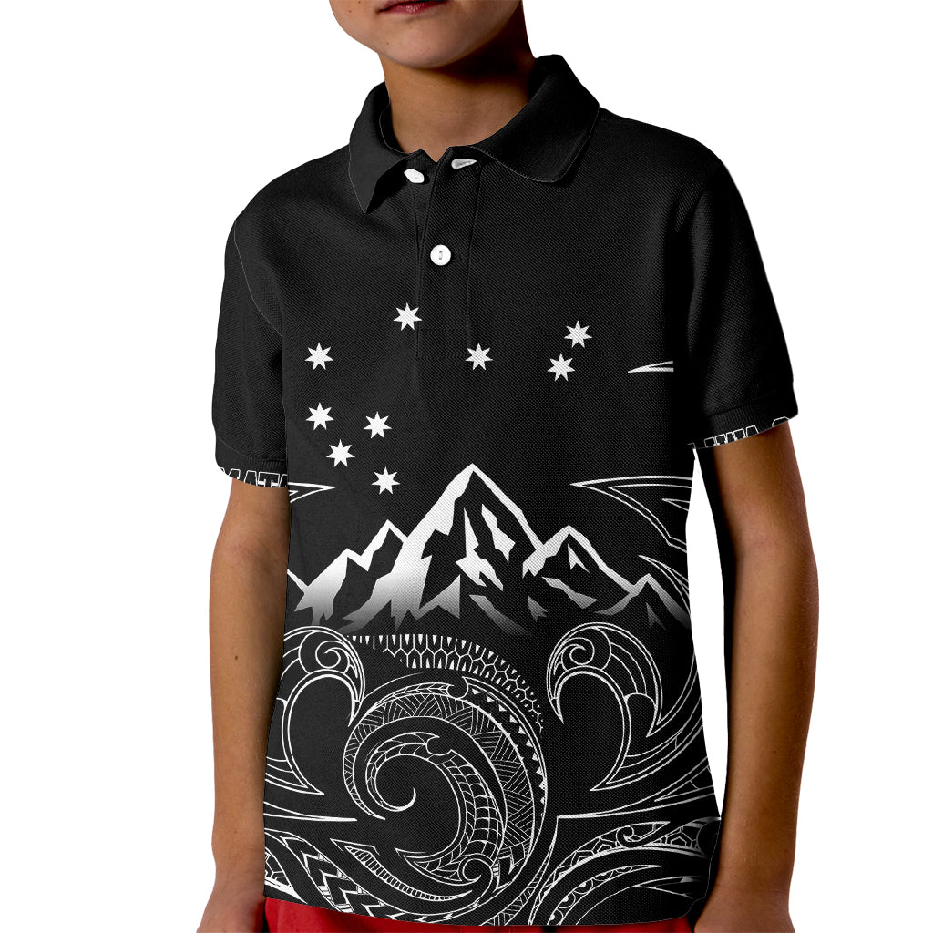 Personalised New Zealand Kid Polo Shirt Maori Te Iwa o Matariki LT7 Kid Black - Polynesian Pride