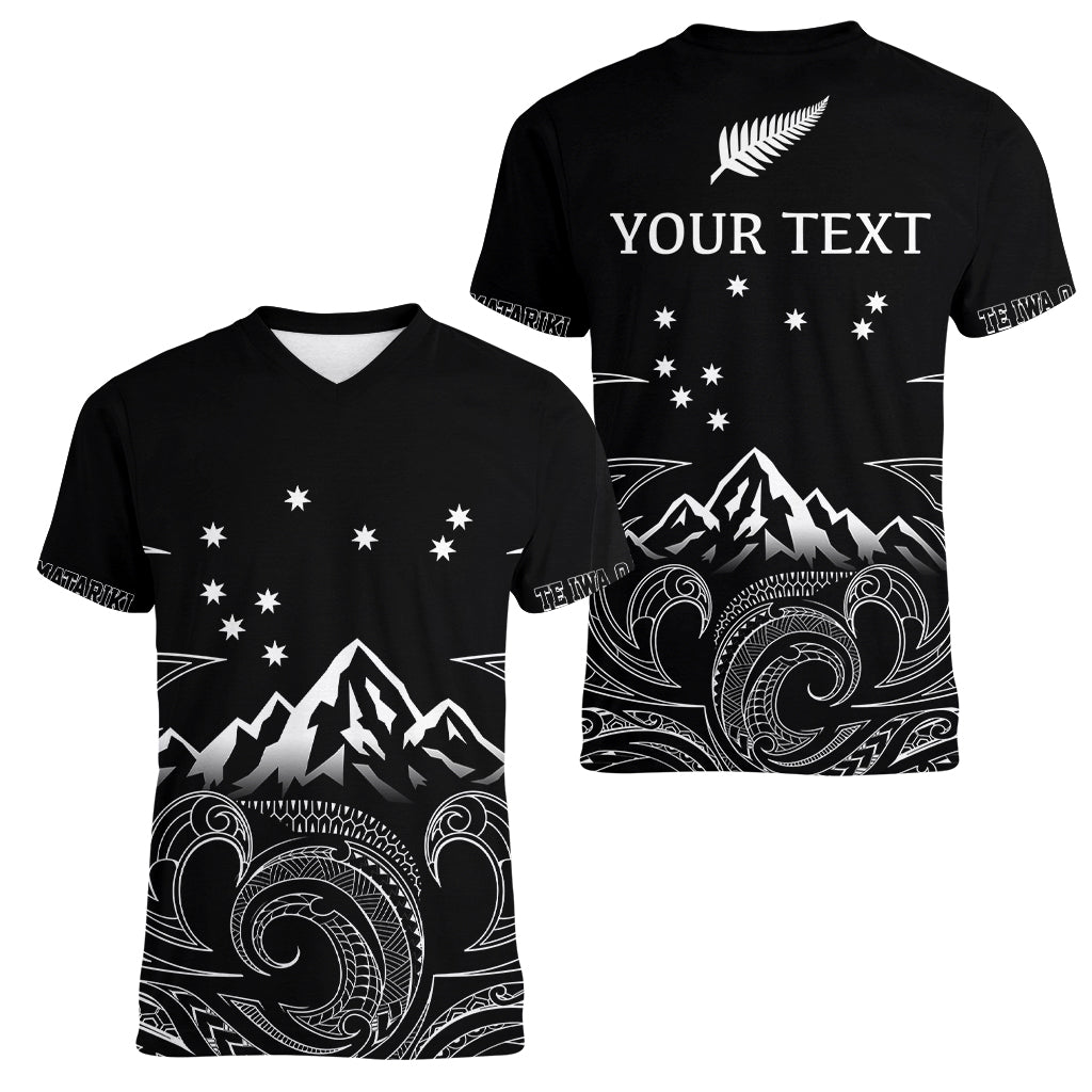 Personalised New Zealand Women V Neck T Shirt Maori Te Iwa o Matariki LT7 - Polynesian Pride