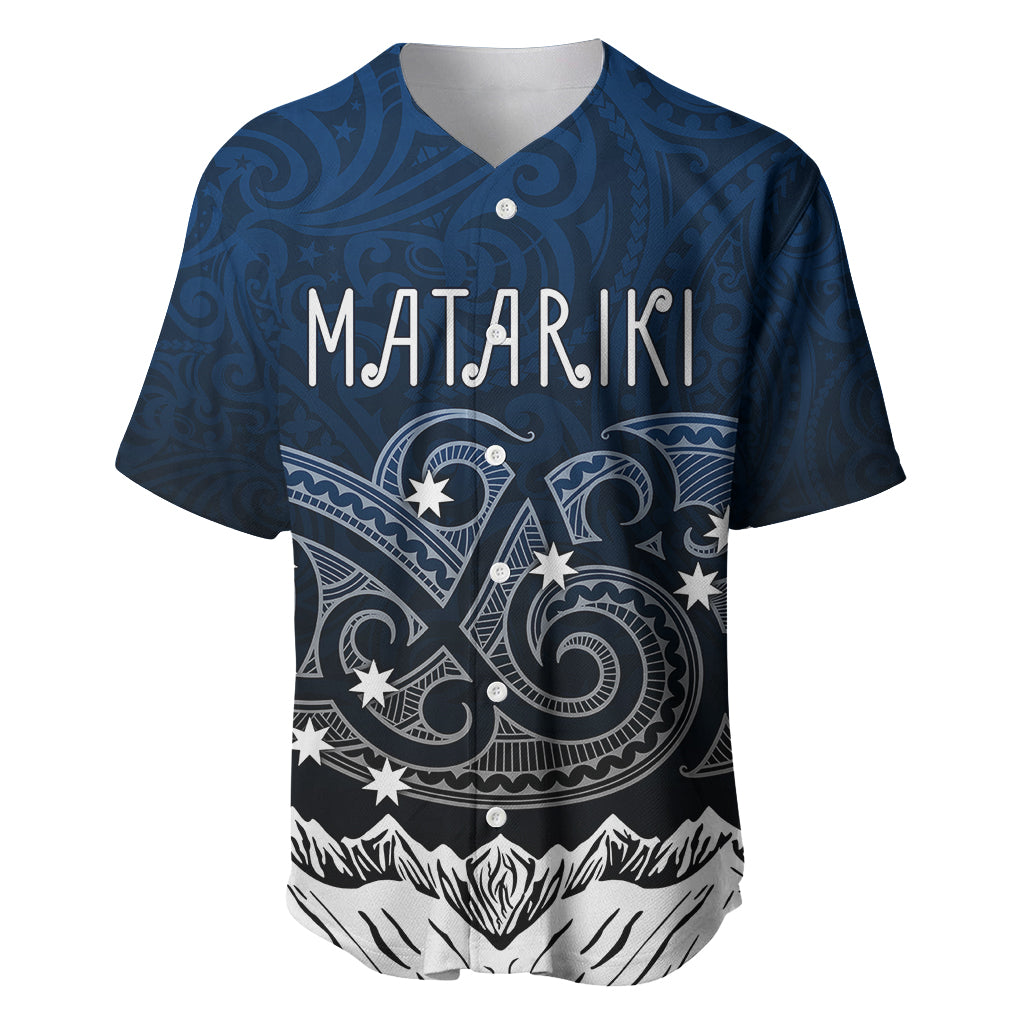 Personalised New Zealand Baseball Jersey Matariki Maori Patterns - Gradient LT7 Black - Polynesian Pride