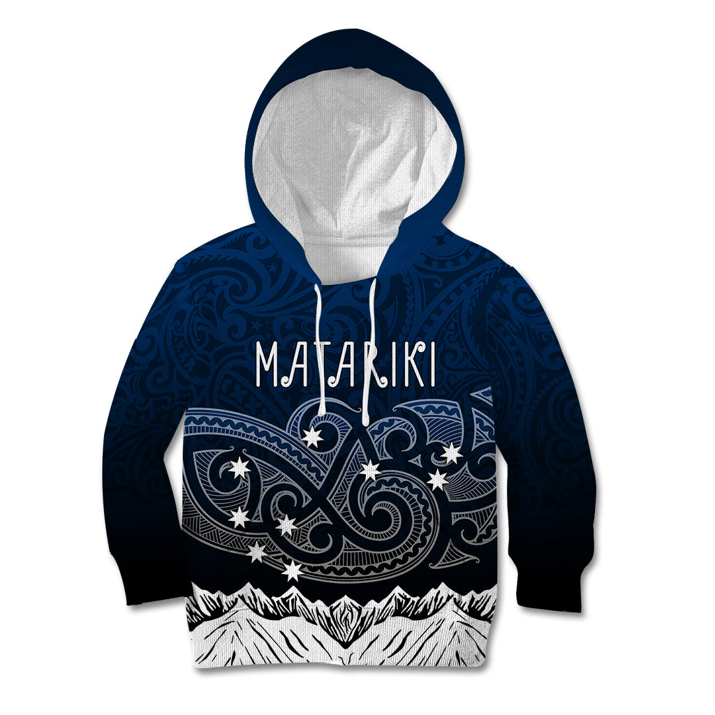 Personalised New Zealand Kid Hoodie Matariki Maori Patterns - Gradient LT7 Hoodie Black - Polynesian Pride