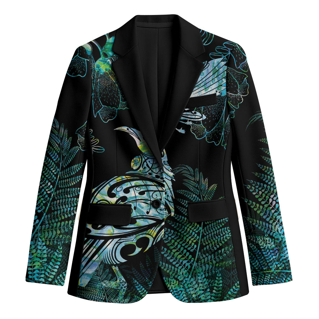 Aotearoa Maori Mahuru Blazer Spring Time - Paua Shell Green LT7 Unisex Black - Polynesian Pride