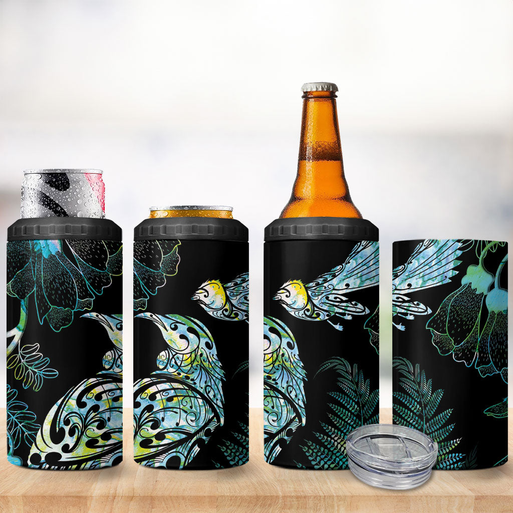 Aotearoa Maori Mahuru 4 in 1 Can Cooler Tumbler Spring Time - Paua Shell Green LT7 - Polynesian Pride