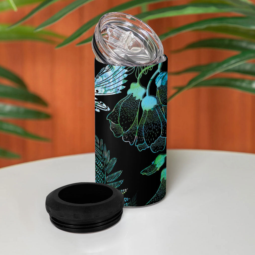 Aotearoa Maori Mahuru 4 in 1 Can Cooler Tumbler Spring Time - Paua Shell Green LT7 - Polynesian Pride