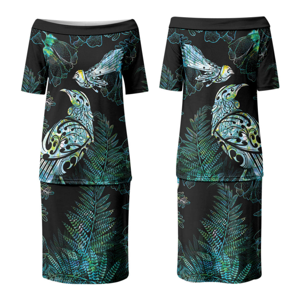 Aotearoa Maori Mahuru Couples Matching Puletasi and Hawaiian Shirt Spring Time - Paua Shell Green LT7 - Polynesian Pride