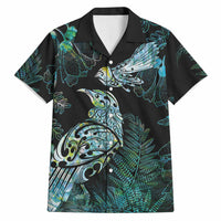 Aotearoa Maori Mahuru Hawaiian Shirt Spring Time - Paua Shell Green LT7 Black - Polynesian Pride