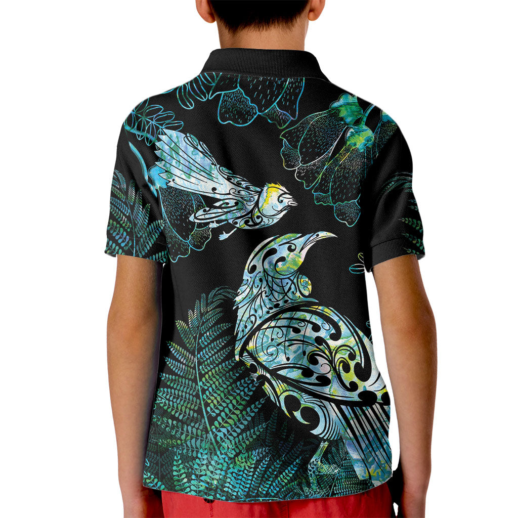 Aotearoa Maori Mahuru Kid Polo Shirt Spring Time - Paua Shell Green LT7 - Polynesian Pride